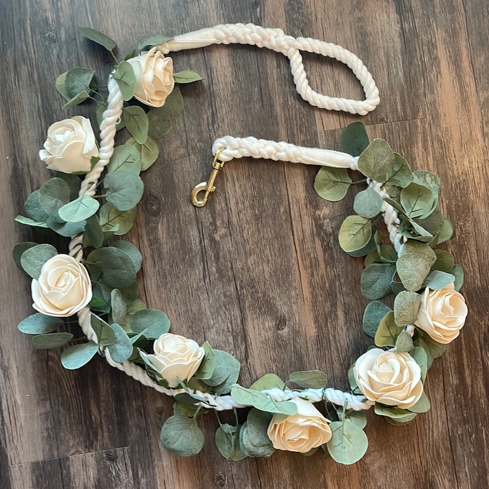 Floral Dog Leash Pet Leash Wedding Flower Leash Puppy Special Event White Foam